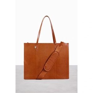NWT Beis The Work Tote in Cognac Croc (Mini)